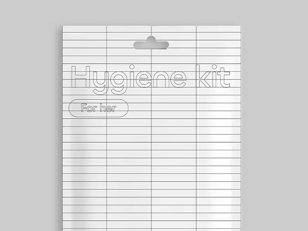Sachet packaging design in outline – the layout being prepared for the partner’s brand